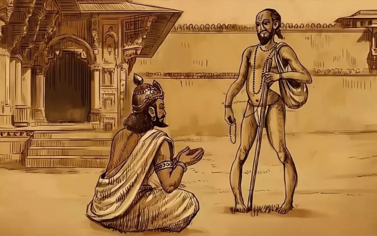 unconditional surrender of Raja Janak in the feet of Guru Asthavakra