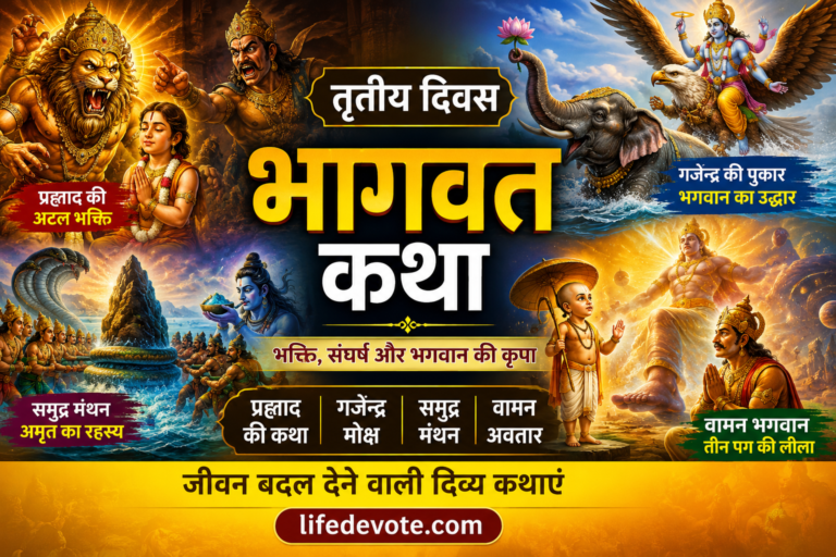 भागवत कथा सप्ताह -तृतीय दिवस : भक्ति, संघर्ष और भगवान की कृपा